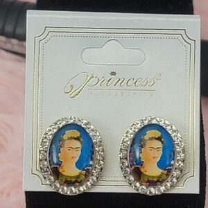 Elegant Gold and Blue Cameo Earrings